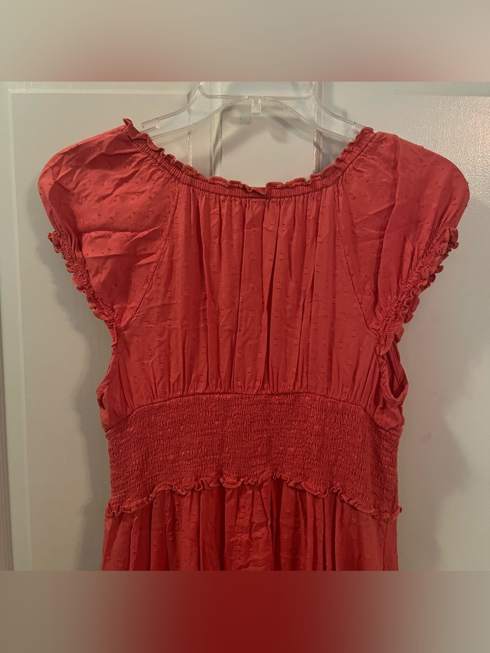 Old Navy Petite Coral Maxi Dress with Smocked Waist & Puff Sleeves - Picture 8 of 16